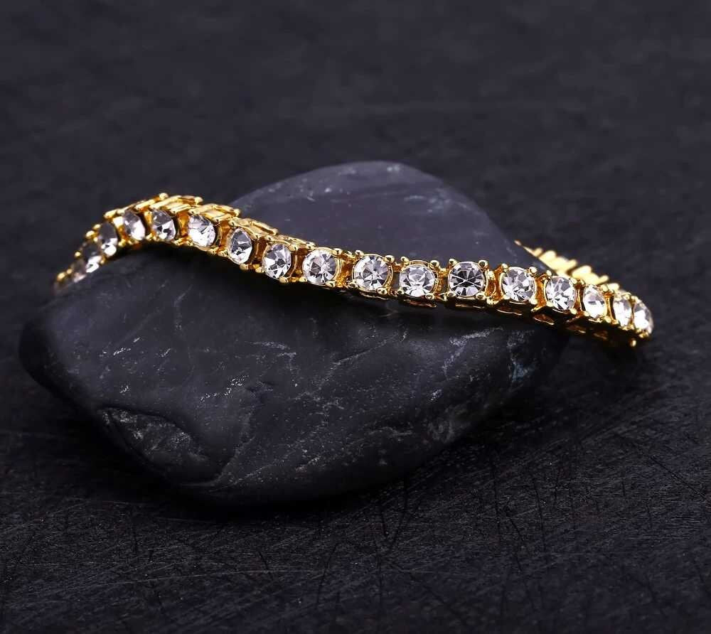 Hip Hop Bracelet Shining Iced Zircon Tennis Chain Luxury Crystal Men Material Gold Silver Box Clasp CZ Bracelet Customized Bracelets