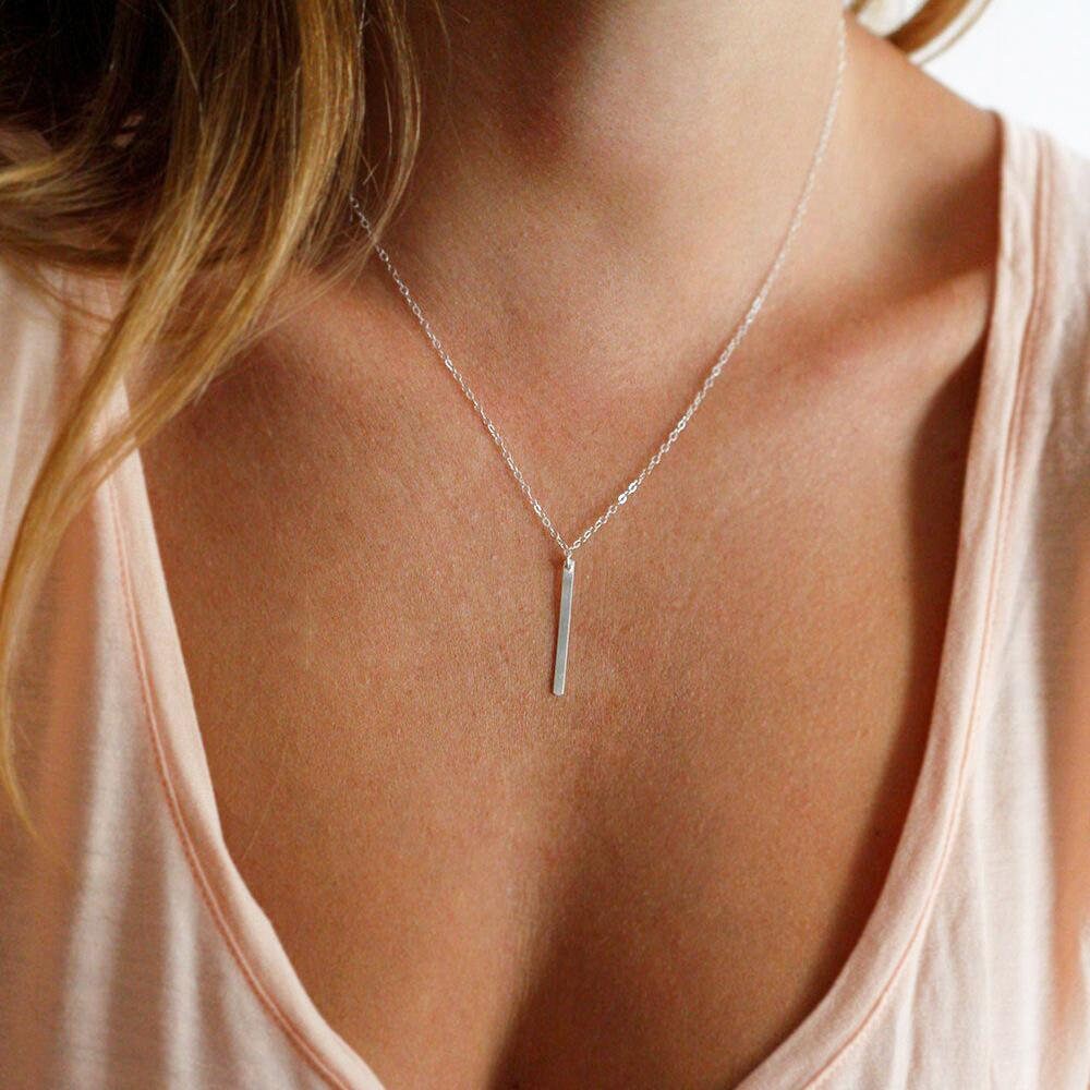 Thin Chain, Cuban Link, Chain Necklace, Trendy Jewelry, Gold Necklace, Silver Necklace, Bar Pendant, Women Necklace, Necklace for Women,
