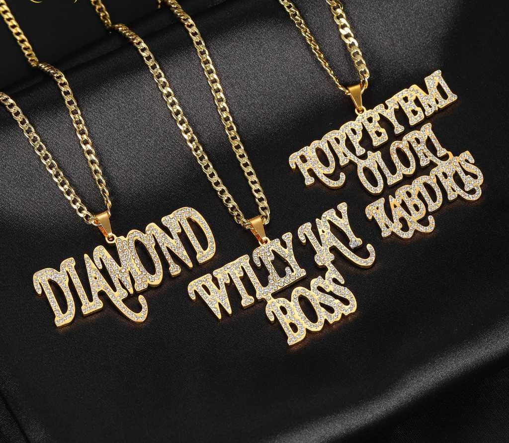 Personalized Zirconia Double Name Necklace Custom Iced Out Nameplate Necklace Cuba Chain Men Hip Hop Pendants Jewelry Women Gift Customized