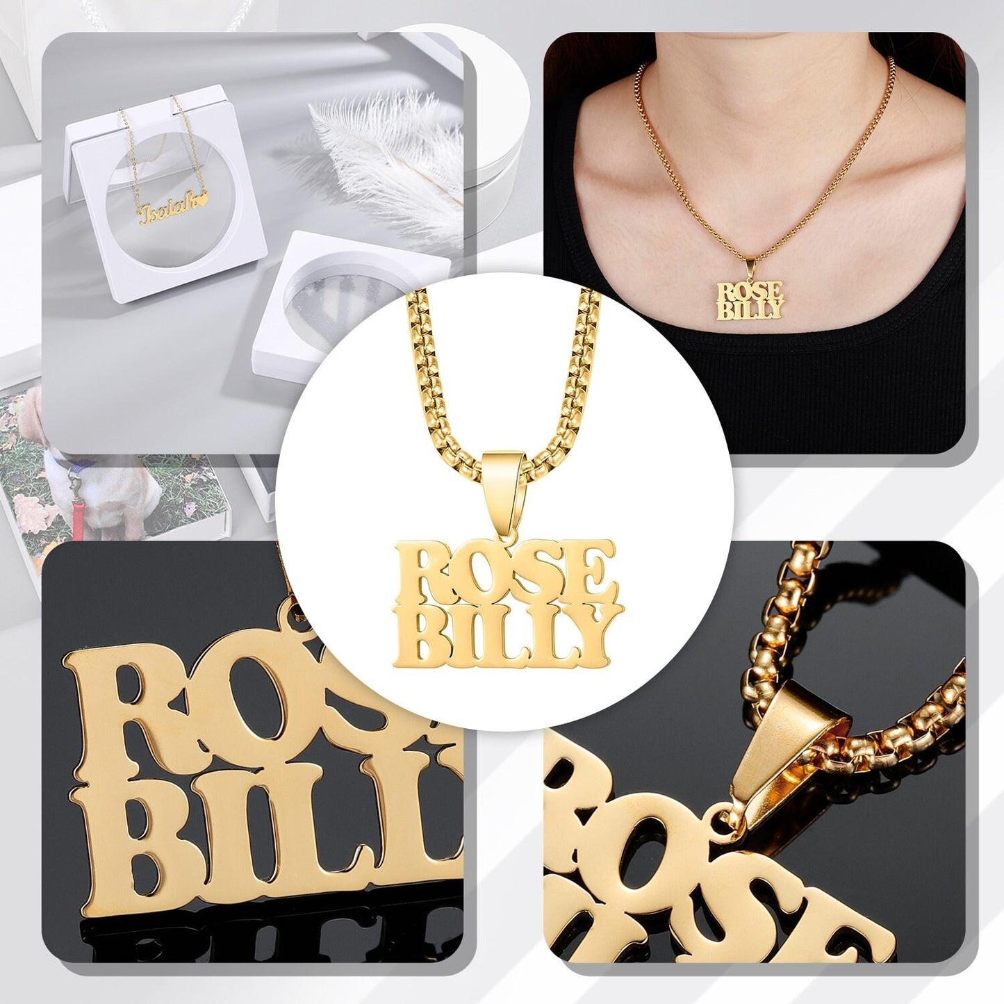 Custom Double Name 18K Gold Plated Nameplate Stainless Steel Jewelry Personalized Names Gold Chain Women Necklace Gift Customized Necklaces
