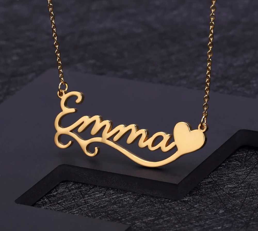 Custom Name Love Heart Accent Devil Cute Heart Pendant Necklaces Jewelry Stainless Steel Necklace For Women Decoration Pendant Customized