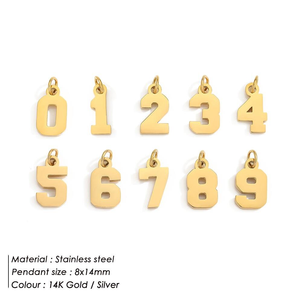 Fashion Charms, 14mm 0- 77 Number, Date Pendant, Accessories Bijoux, Gold Alphabet, Smooth Pendant, Jewelry Making, Gift for Her, Fashion