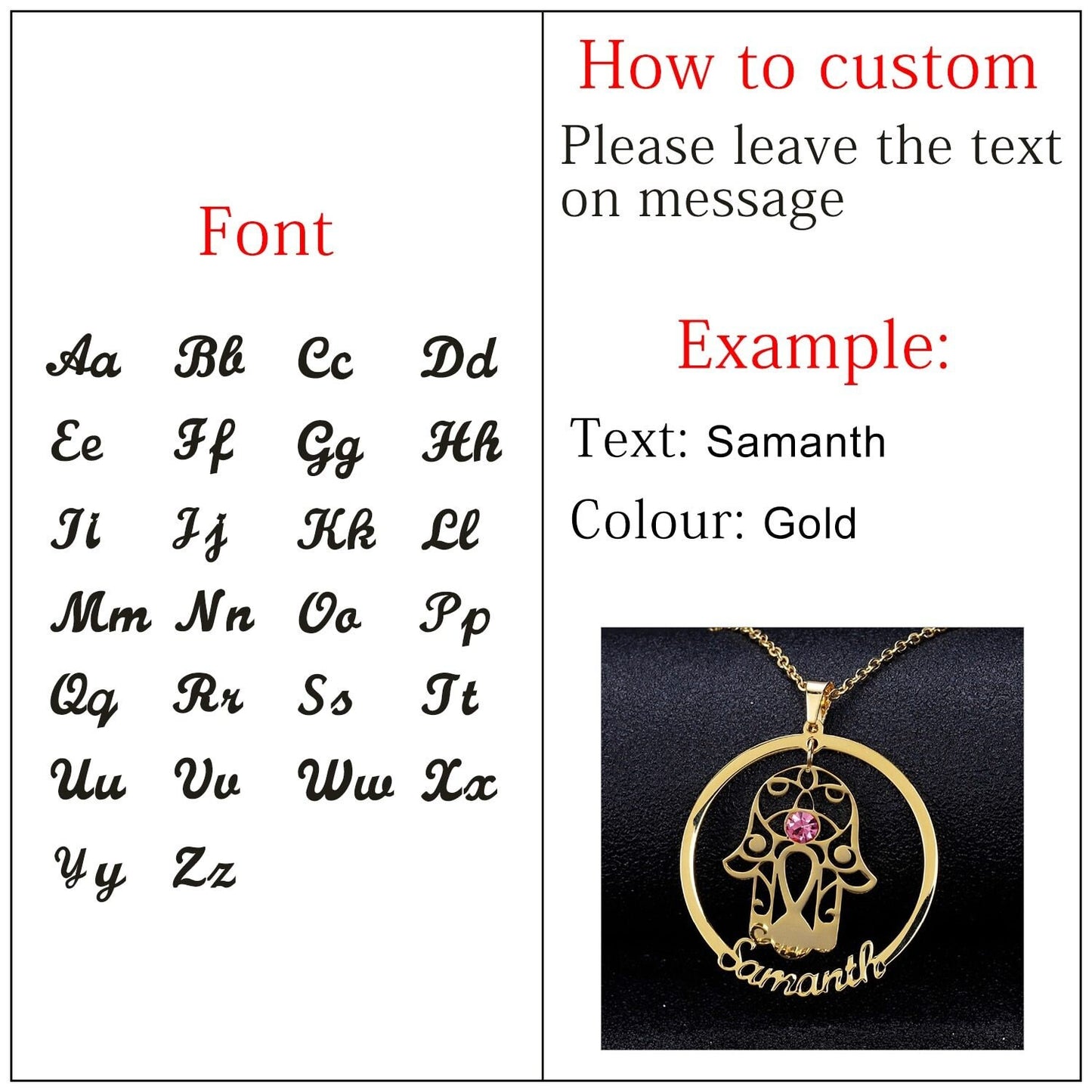 Personalized Stainless Steel Hand of Fatima Pendant Necklaces Women Gold Color Custom Jewelry Special Necklaces For Gift Customized