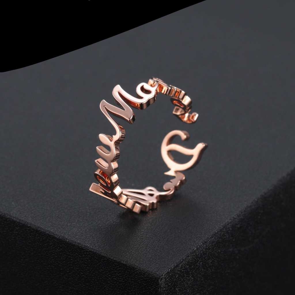 Dainty Custom Name Ring Personalized Name Ring Party Wedding Custom Rings For Women Stainless Steel Jewelry Not Fade Charm Gifts Customized