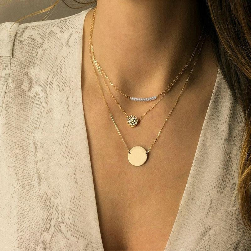 Initial Letter, Gold Necklace, Silver Necklace, Disc Pendant, Sublimation Charm, Engravable Initial, Necklace for Women, Trendy Jewelry,