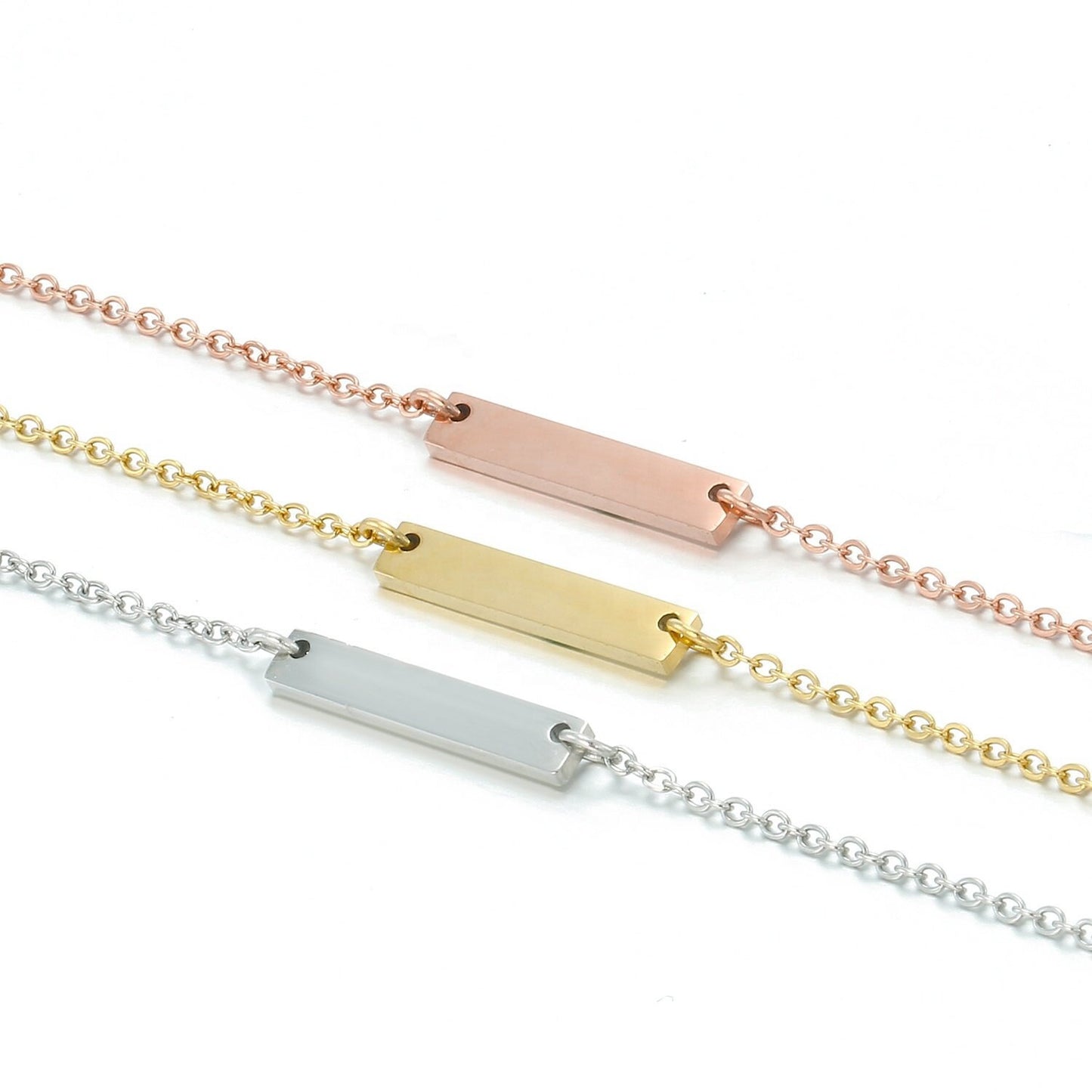 Bar Pendant, Horizontal Bar, Custom Necklace, Nameplate Charm, Women Necklace, Minimalist Charm, Jewelry for Women, Chain Chocker,