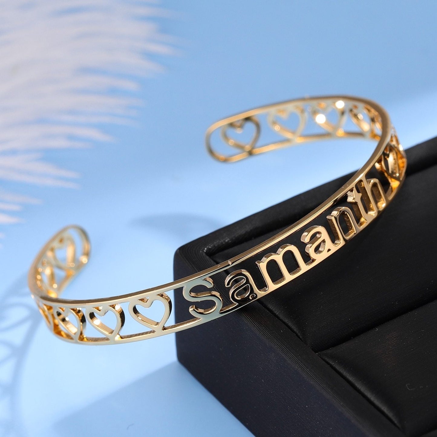 Customize Name Bangle For Women Personalized Gold Stainless Steel Bangle Bracelet Name Nameplate Letter Bangles Adjusted Jewelry Customized