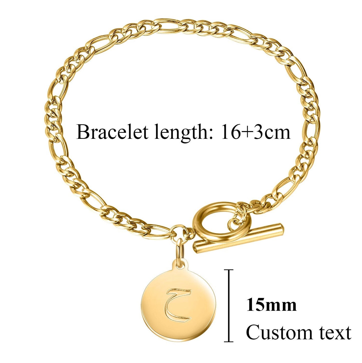 Arabic Initial Letter Bracelet For Women Gold Choker Chain Personalized Coin Pendant Necklace Stainless Steel Jewelry Gift Customized