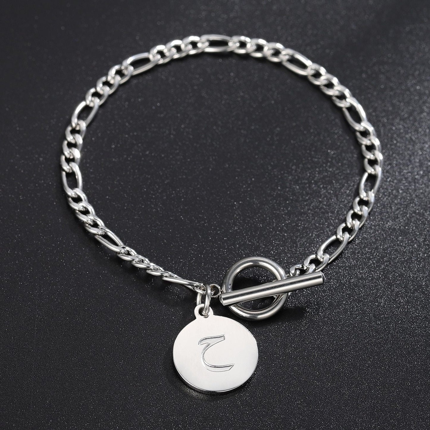 Arabic Initial Letter Bracelet For Women Gold Choker Chain Personalized Coin Pendant Necklace Stainless Steel Jewelry Gift Customized