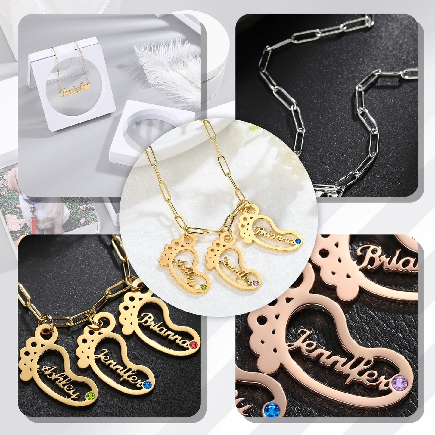 Custom Name Necklace Pendant Custom Birthstone Letter Necklaces Personalized Fashion Stainless steel Jewelry For Baby Gift Customized
