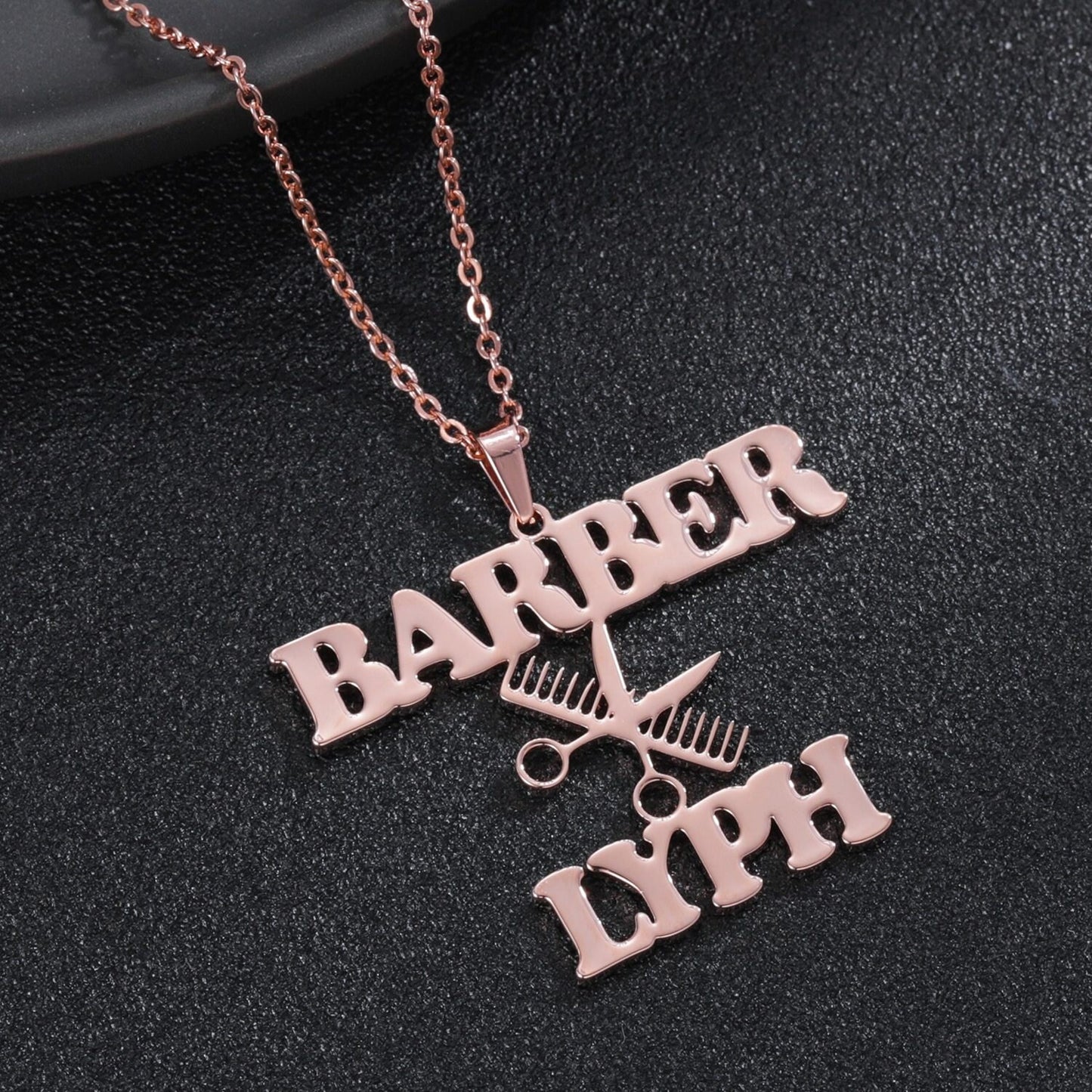 Personalized Charm Scissors Symbol Name Necklace Stainless Steel Custom Name Nameplate Necklaces Jewelry Gift For Women Men Customized