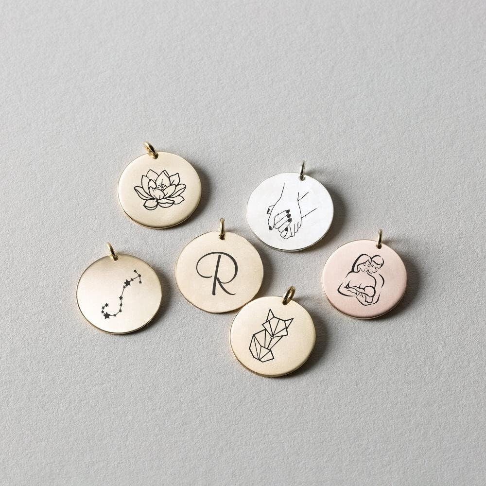 Round Pendant, 15mm Disc, Coin Pendant, Fashion Jewelry, Girl Accessories, Trendy Jewelry, Laser Engraving, Custom Pendant, Blank Pendant,
