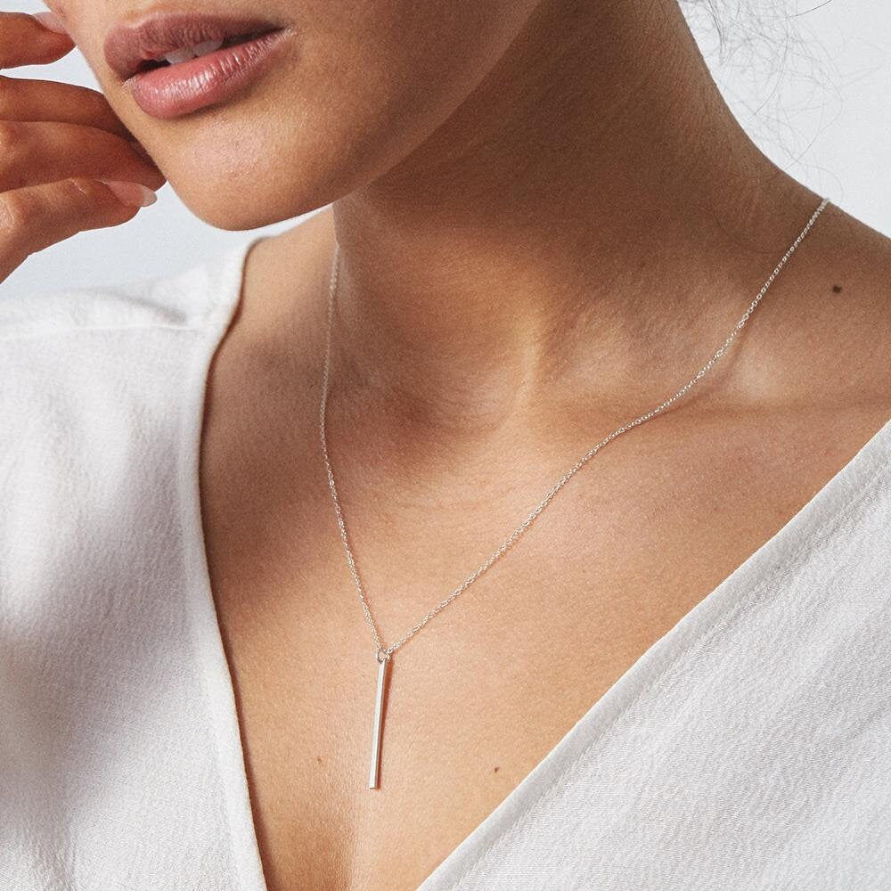 Thin Chain, Cuban Link, Chain Necklace, Trendy Jewelry, Gold Necklace, Silver Necklace, Bar Pendant, Women Necklace, Necklace for Women,