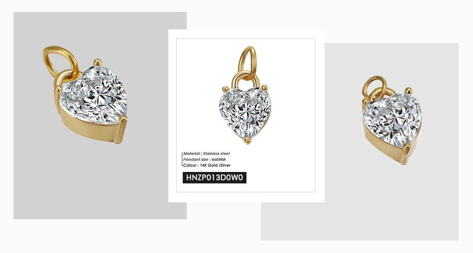 Heart Pendant, Zircon Charm, Charms for Women, Women Necklace, Gold Necklace, Silver Necklace, Fashion Jewelry, Jewelry for Women, Girl