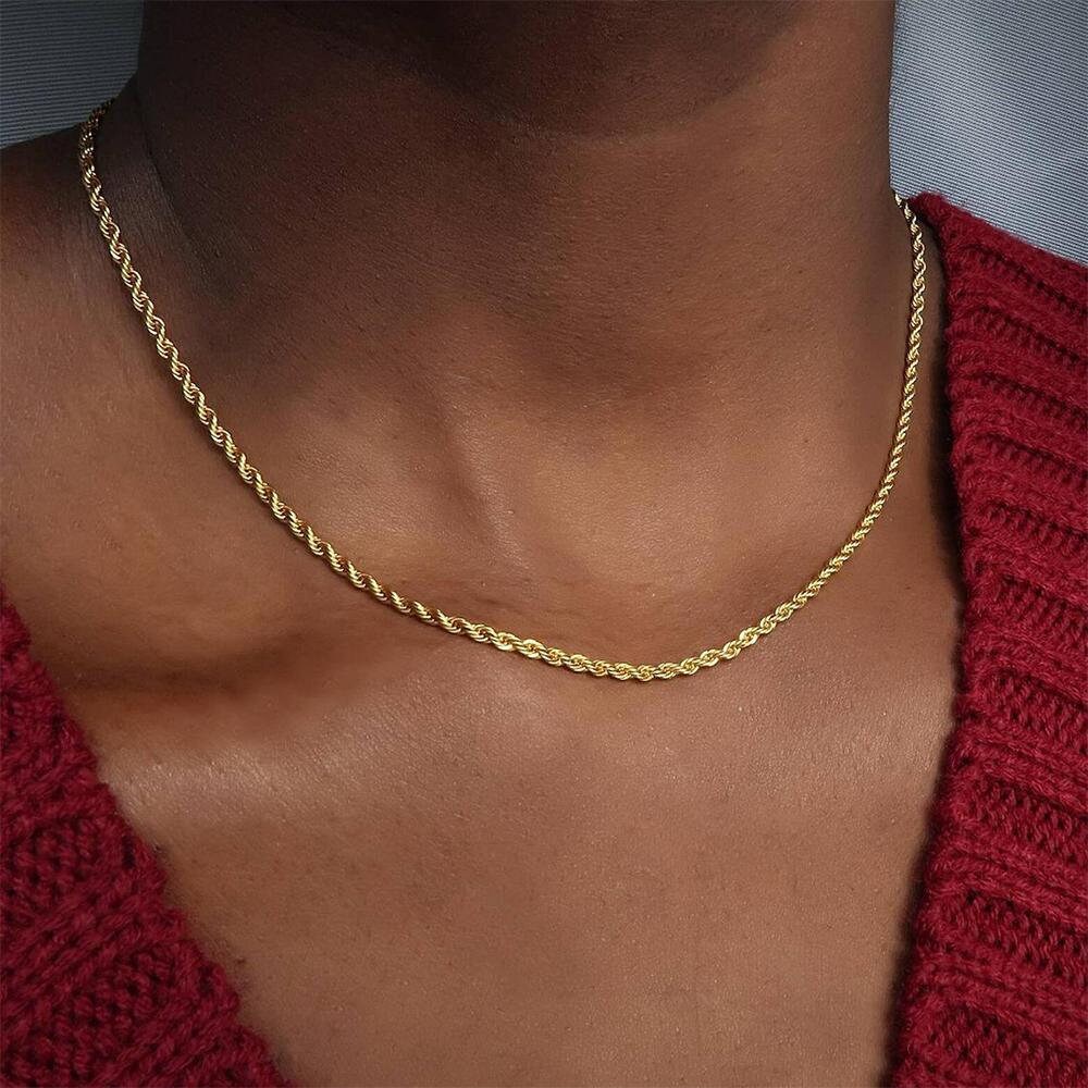 Gold Necklace, Chain Necklace, Twist Rope, Link Chain, Women Necklace, Bracelet for Women, Jewelry for Women, Punk Style, Trendy Jewelry,