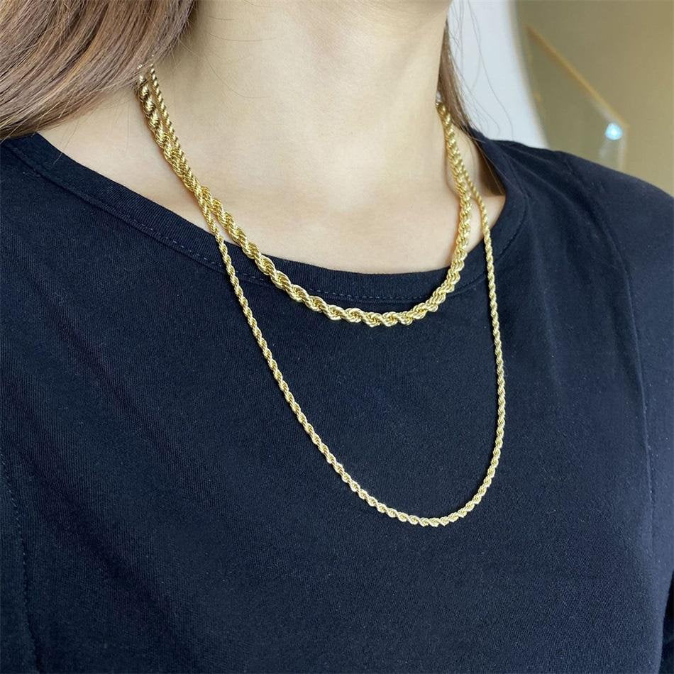 Gold Necklace, Chain Necklace, Twist Rope, Link Chain, Women Necklace, Bracelet for Women, Jewelry for Women, Punk Style, Trendy Jewelry,