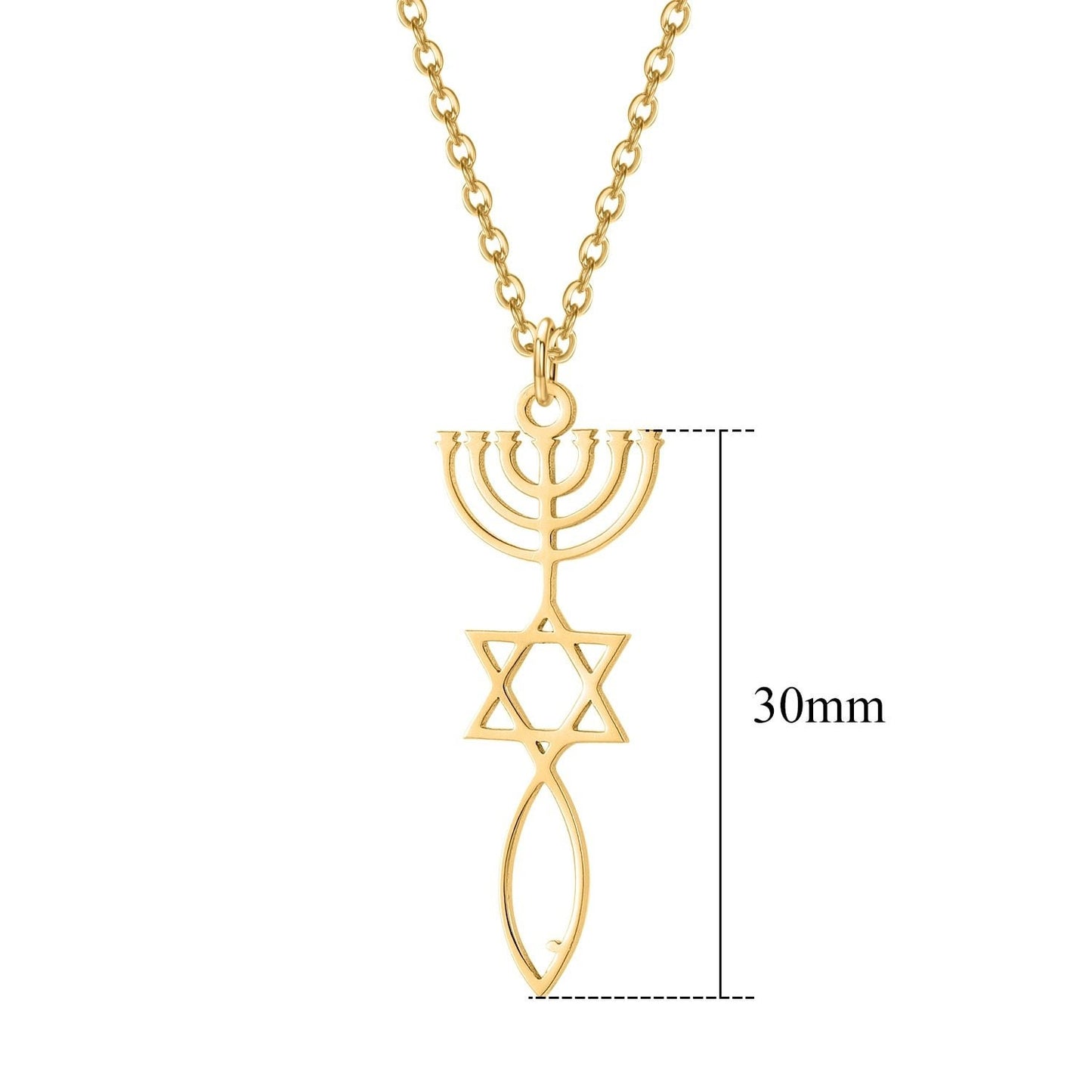 Messianic Seal Menorah Necklace Custom Stainless Steel Pendant Gold Choker Nameplate Necklace For Women Jewelry Customized Necklaces