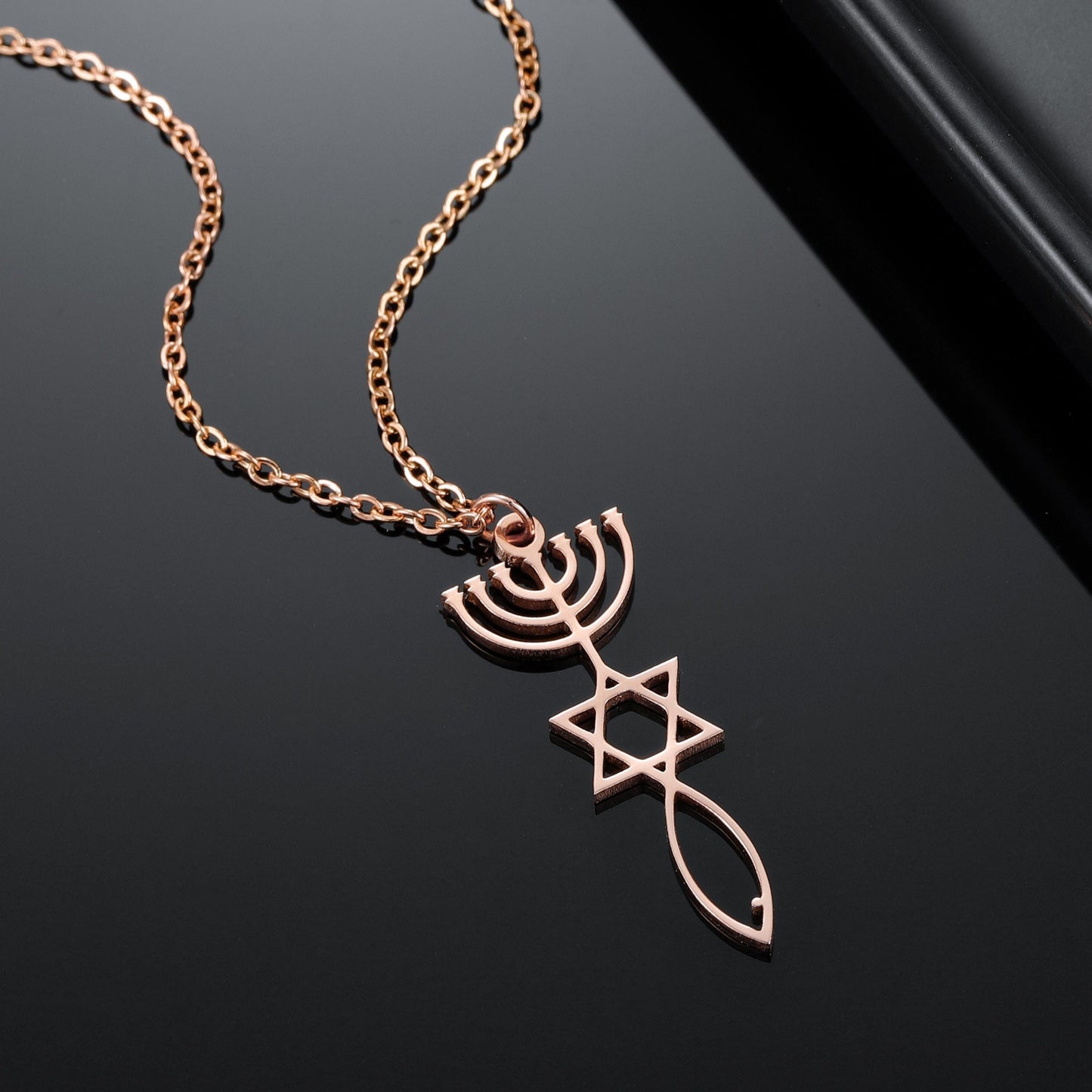 Messianic Seal Menorah Necklace Custom Stainless Steel Pendant Gold Choker Nameplate Necklace For Women Jewelry Customized Necklaces