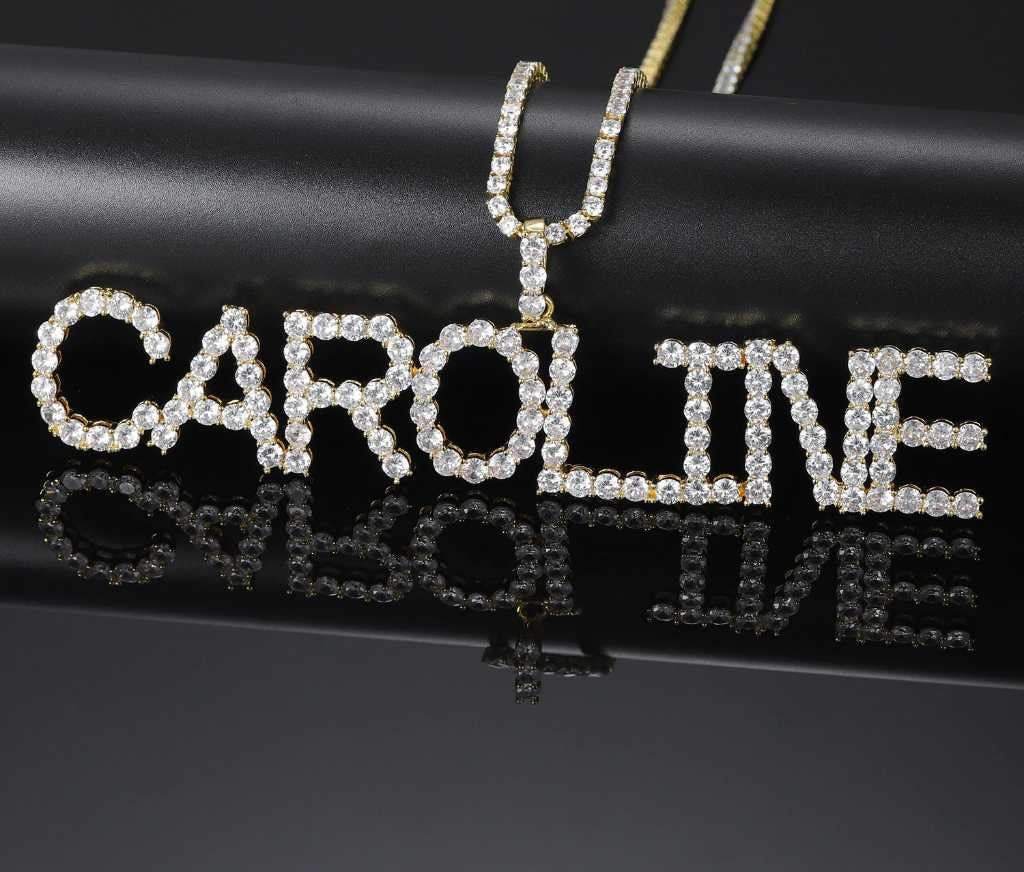 Customized Name Letters Pendant Necklace Charm Men's Iced Out Cubic Zircon Hip Hop Jewelry With Gold Silver Tennis Chain Gifts Customized
