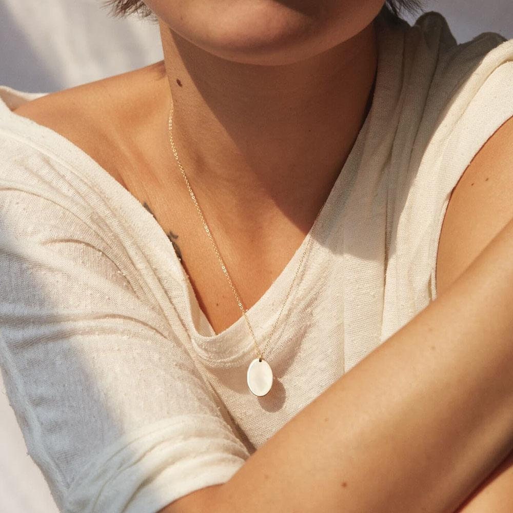 Initial Custom, Nameplate Charm, Necklace for Women, Collier Personalized, Oval Pendant, Women Necklace, Minimalist Jewelry, Gold Necklace,