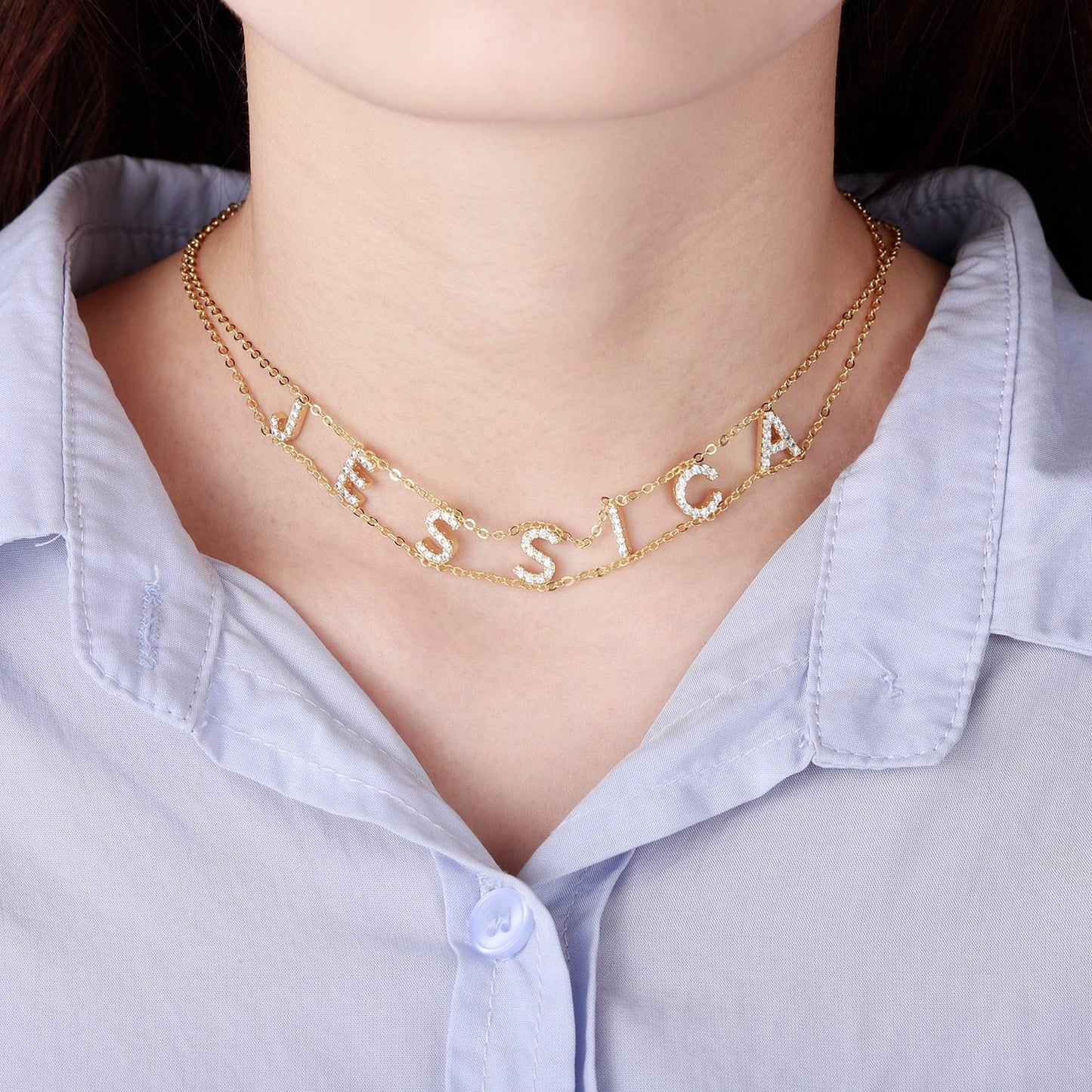 Custom Name Choker Necklace For Women Initial Name Personalized Double Letter Gothic Names Necklace Jewelry Gift Customized Necklace