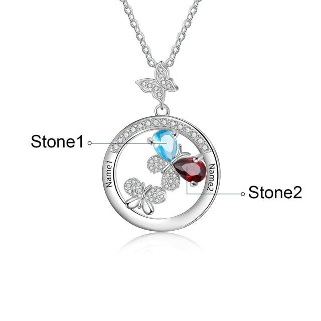 Personalized Engraved Name Butterfly Necklaces for Women Custom Birthstone Mothers Necklace Christmas New Year Gift Customized Necklaces