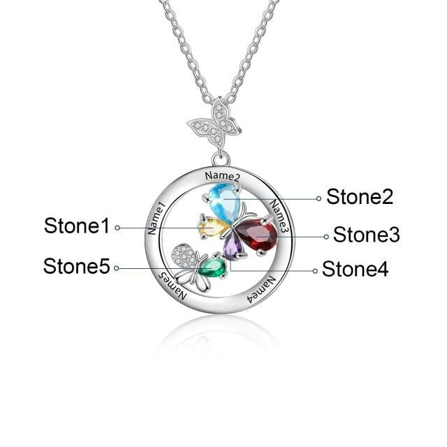 Personalized Engraved Name Butterfly Necklaces for Women Custom Birthstone Mothers Necklace Christmas New Year Gift Customized Necklaces