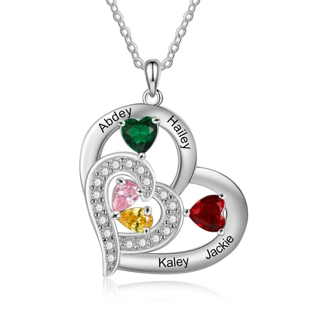 Personalized Name Engraving Heart Pendant Custom Birthstone Necklace Anniversary Gift for Her Customized Necklaces