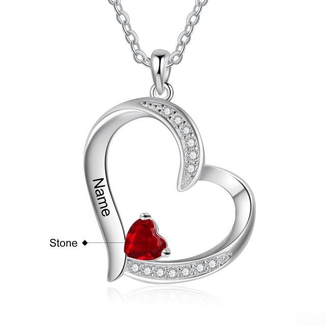 Personalized Name Engraving Heart Pendant Custom Birthstone Necklace Anniversary Gift for Her Customized Necklaces