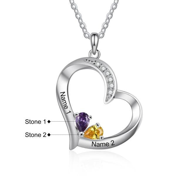 Personalized Name Engraving Heart Pendant Custom Birthstone Necklace Anniversary Gift for Her Customized Necklaces