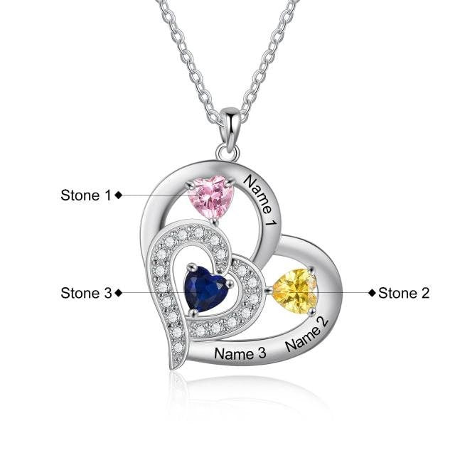 Personalized Name Engraving Heart Pendant Custom Birthstone Necklace Anniversary Gift for Her Customized Necklaces
