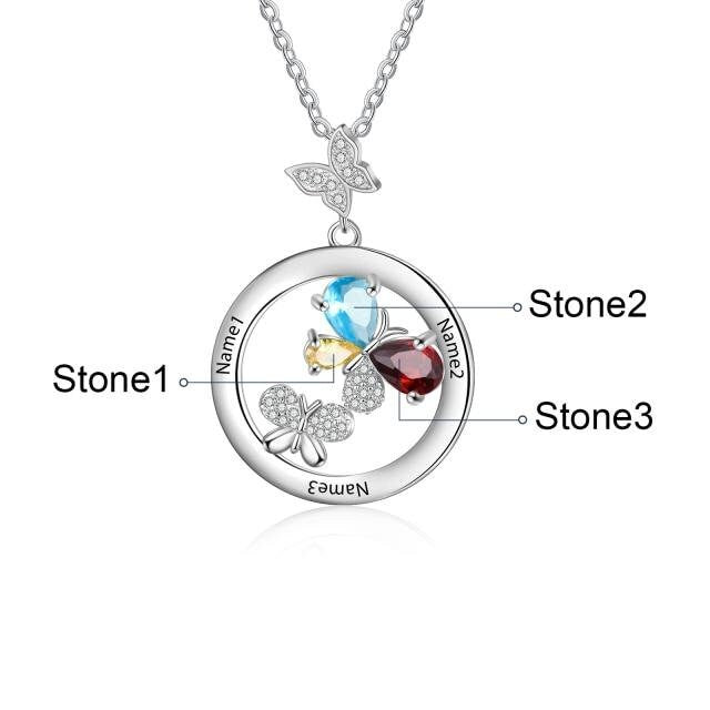 Personalized Engraved Name Butterfly Necklaces for Women Custom Birthstone Mothers Necklace Christmas New Year Gift Customized Necklaces