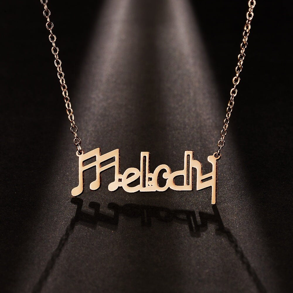 Personalized Musical Note Name Necklace 925 Silver Customized DIY Name Letter Musical Note Necklace Jewelry Personalized Name Plate