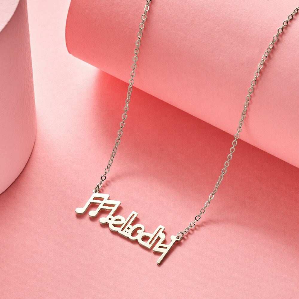 Personalized Musical Note Name Necklace 925 Silver Customized DIY Name Letter Musical Note Necklace Jewelry Personalized Name Plate