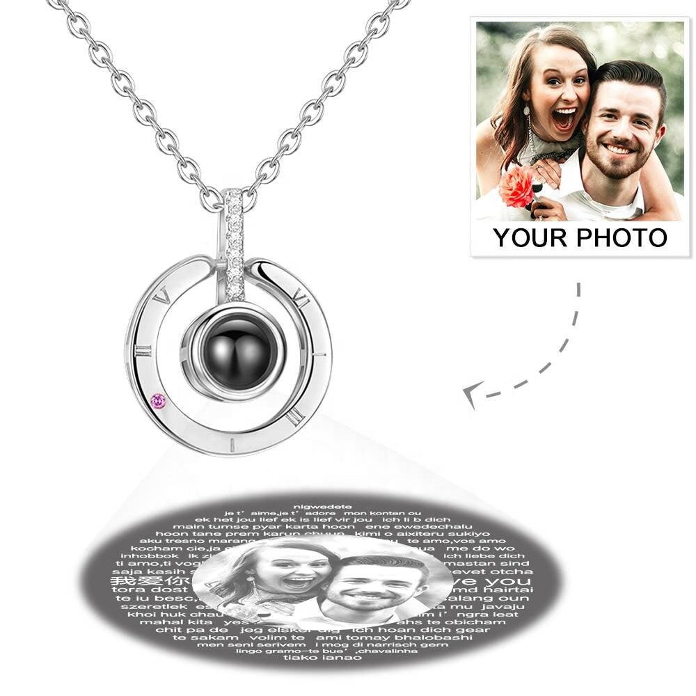 Projection Photo Necklace 925 Round Necklace Pendant I Love You 100 Language Necklace Project Photo DIY Projection Necklace Personalized