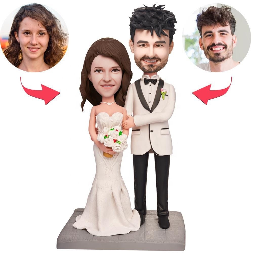 Custom Wedding Couple Bobbleheads Valentine's Day Gift Wedding Anniversary Gifts Couple In Bed Wedding Dress Doll Custom Handmade