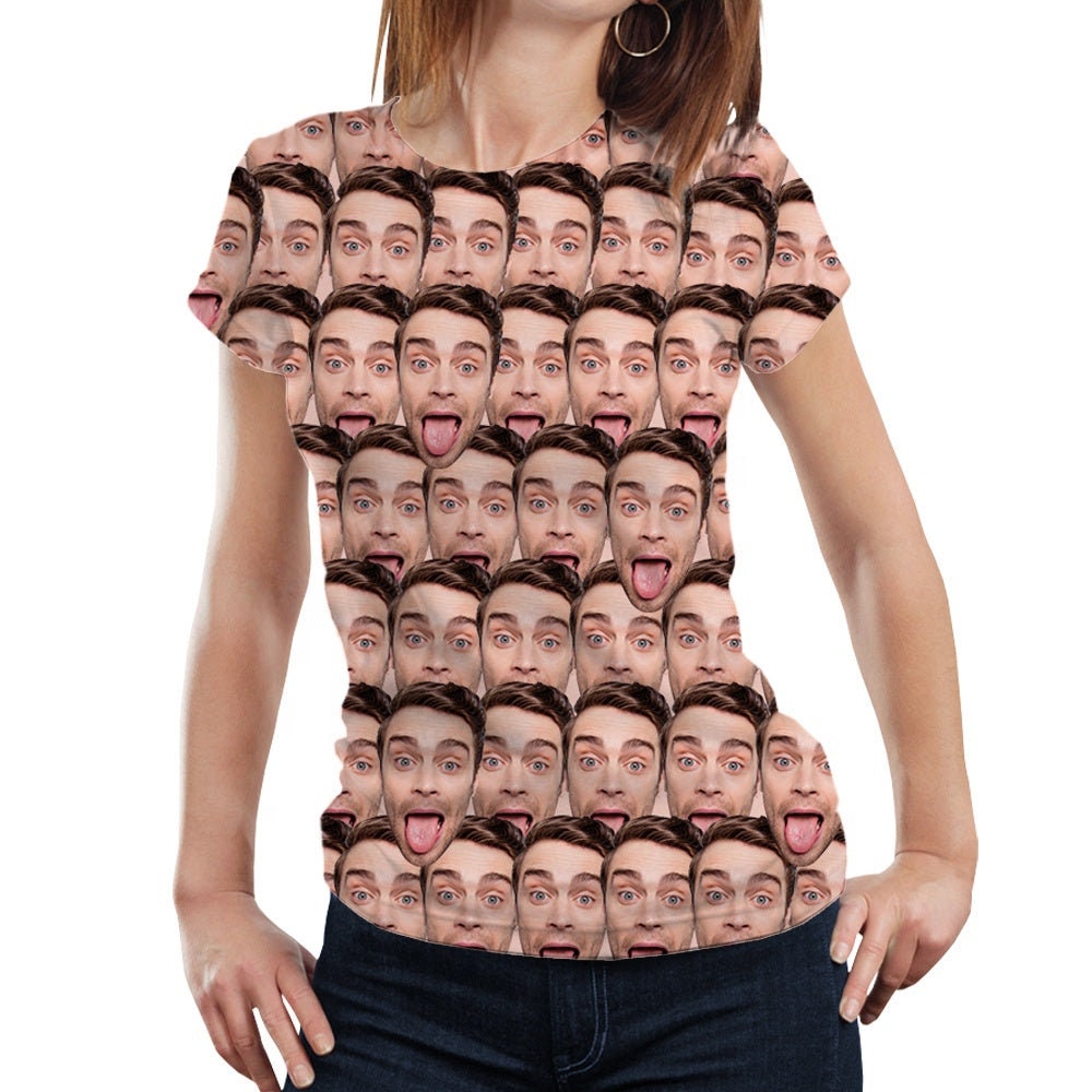 Custom photo Face Shirt T Shirts Custom Face Designer Ladies T Shirt Personalized Face T-shirt For Women Birthday Gift Custom Gift