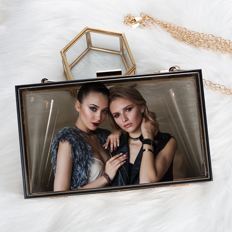 Custom Acrylic Transparent Women Clutch Bag Chain Brand Women Messenger Bag Evening Bag Handbag Chain Shoulder Bag
