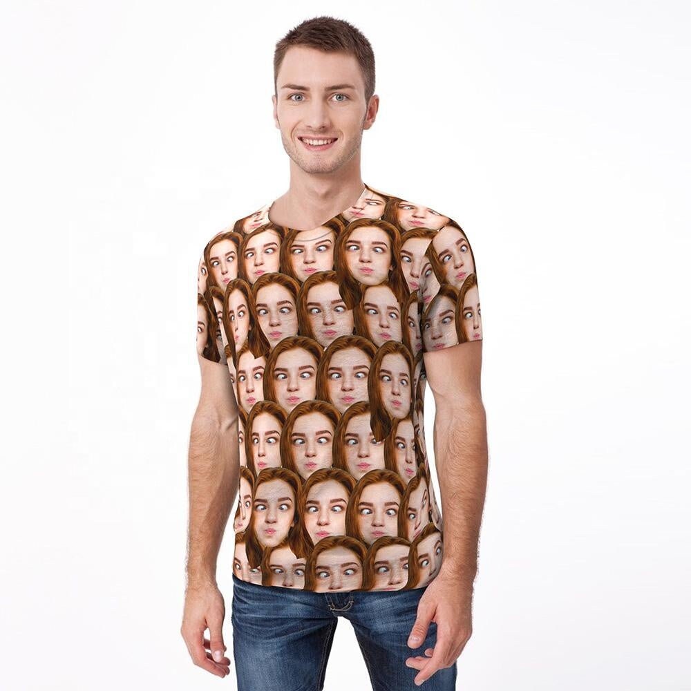 Custom photo Face T-Shirt Custom Sublimation Graphic Personalized Face Men's T-shirt Collage Face Shirt Birthday Gift Custom Gift