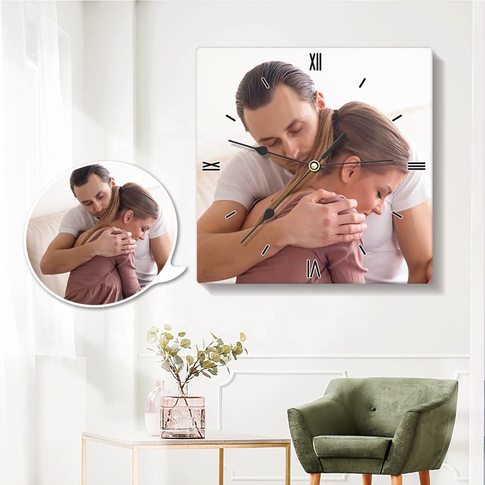 Custom Photo Square Shape Wall Clocks Personalized Photo Clock Luxury Custom Photo Wall Clock Home Decoration Personalized Gift wall decor