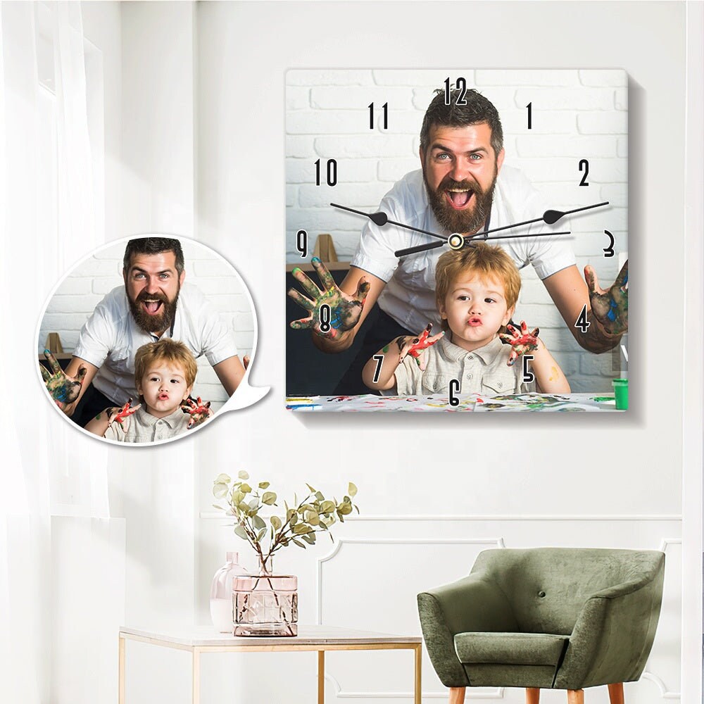 Custom Photo Square Shape Wall Clocks Personalized Photo Clock Luxury Custom Photo Wall Clock Home Decoration Personalized Gift wall decor