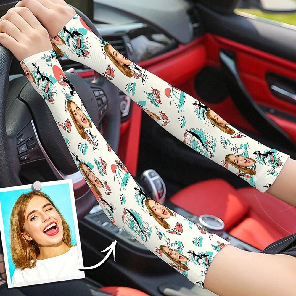 Personalized Photo Anti Sun Sleeve Hand Cover Cycling Arm Sleeves Custom Logo Printed Uv Protection Arm Sleeve Fashion UV Sun Protection