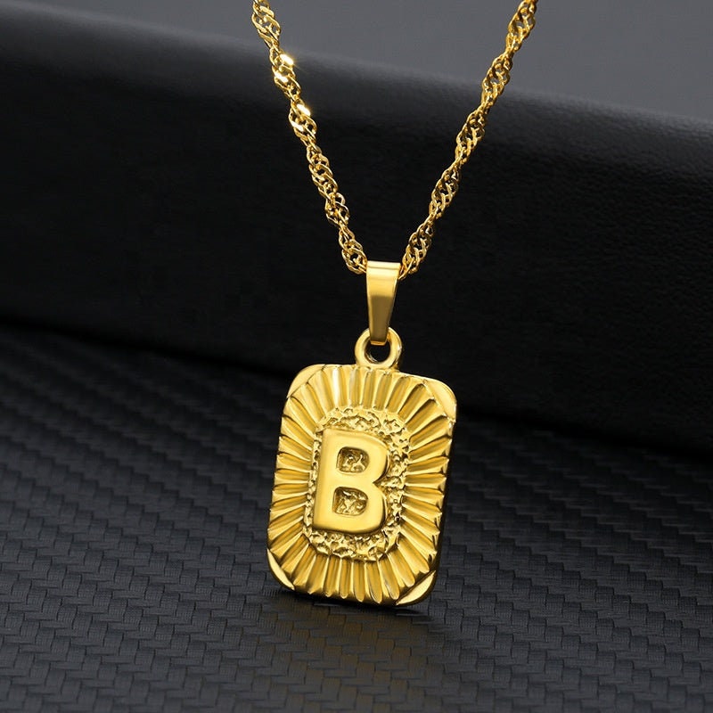 Personalized 26 Capital Letters Stainless Steel Necklace Gold Plated English Alphabet Letter Initial Necklaces for Women Custom Necklace