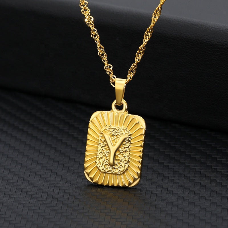Personalized 26 Capital Letters Stainless Steel Necklace Gold Plated English Alphabet Letter Initial Necklaces for Women Custom Necklace