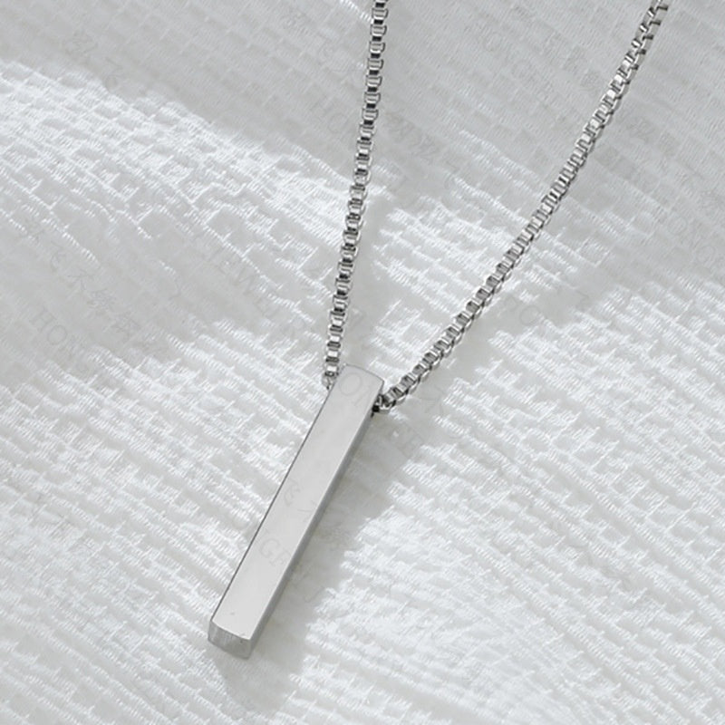 Personalized Custom 3D Lettering Pendant Popular Jewelry Stainless Steel Simple Smooth Name Vertical Bar Pendants Necklace