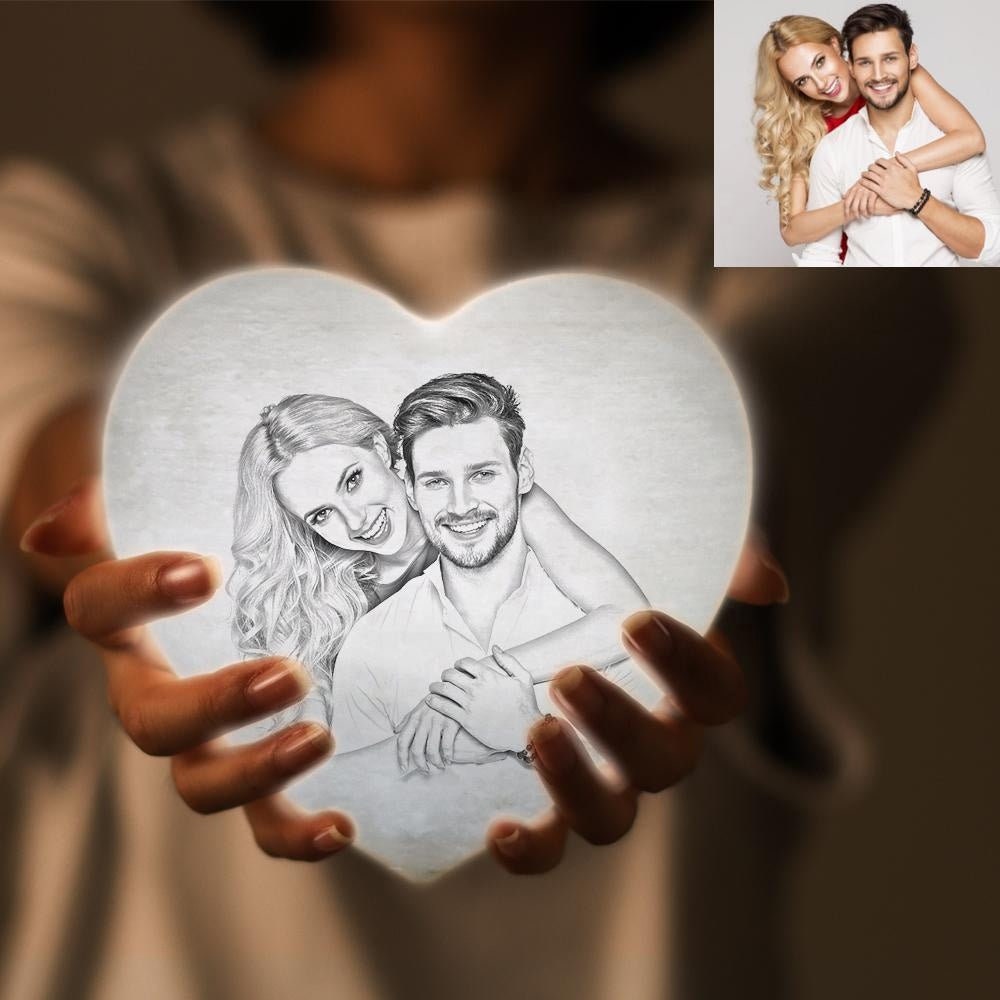 Mother's Day Souvenir Customized Heart Shape Remote Control Rgb 16 Color 15cm Photo Moon Lamp Personalized 3D Printed Moon Lamp Gift For Her