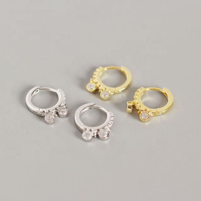 Delicate S925 Silver Zircon Diamond Fancy Earring Round Circle Design Hoop Earrings Perfect Wedding Earrings Bridesmaids Jewelry Gift for