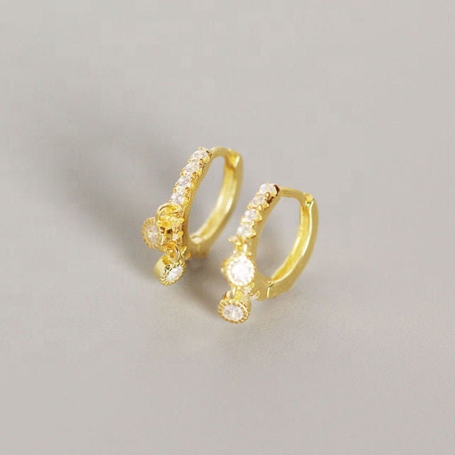 Delicate S925 Silver Zircon Diamond Fancy Earring Round Circle Design Hoop Earrings Perfect Wedding Earrings Bridesmaids Jewelry Gift for