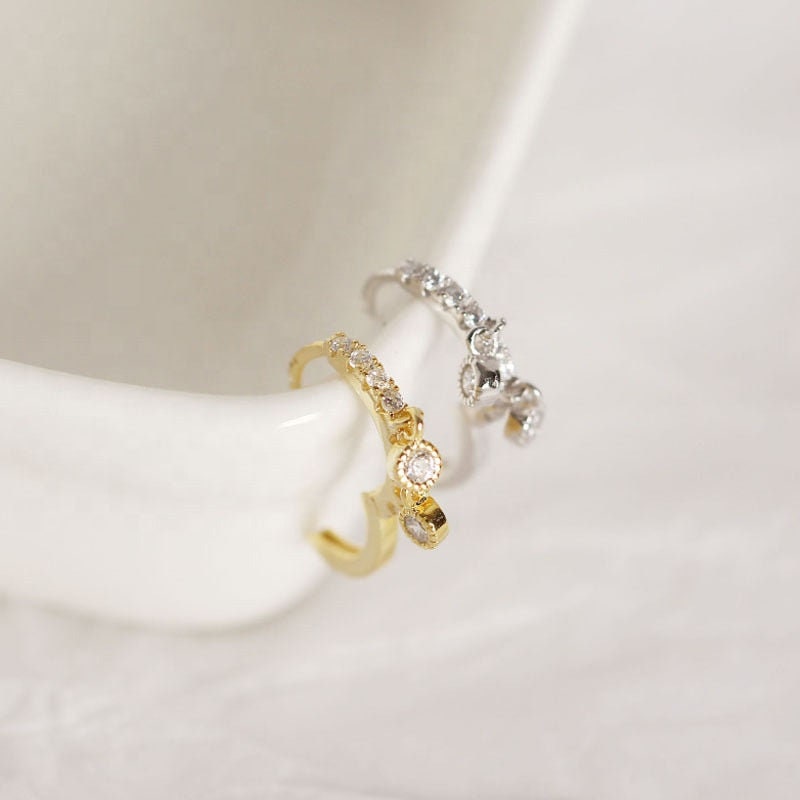 Delicate S925 Silver Zircon Diamond Fancy Earring Round Circle Design Hoop Earrings Perfect Wedding Earrings Bridesmaids Jewelry Gift for