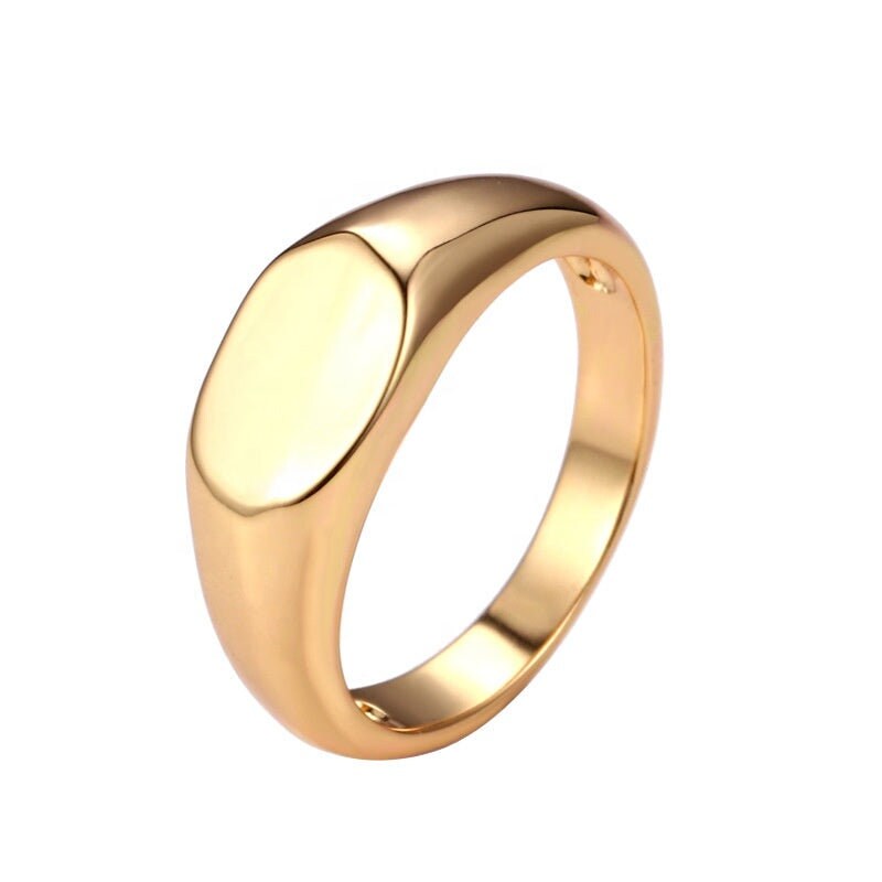Engraved Gold Signet Ring Dainty Gold Ring Fashion Women's Gold Signet Ring Jewelry Stainless Steel Finger Ring Statement Ring Rings For
